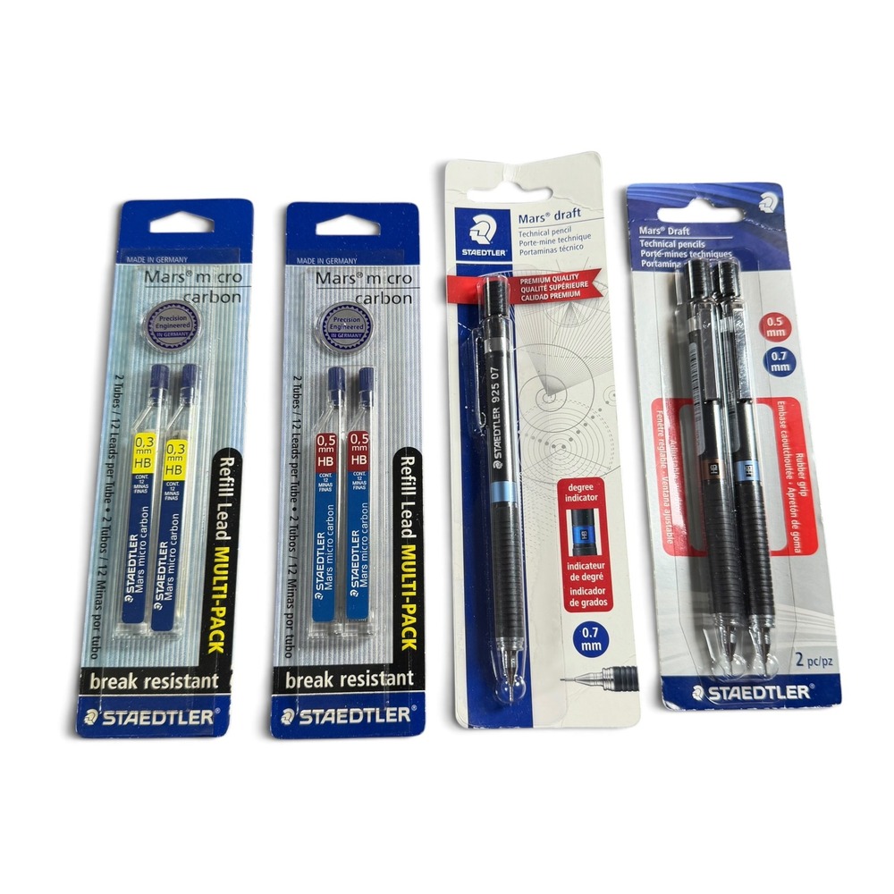Staedtler Mars Draft Technical Pencil Set 925 07 925 SBK2 with Refill Leads NOS